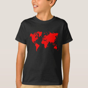 Camiseta Mapa Mundial - Rojo