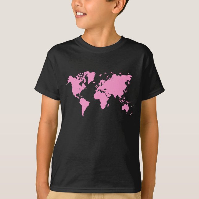 Camiseta Mapa Mundial - Rosa (Anverso)