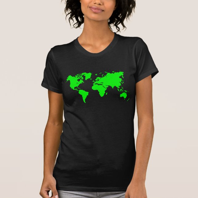 Camiseta Mapa Mundial - Verde (Anverso)