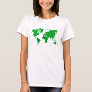 Camiseta Mapa Mundial - Verde de hierba