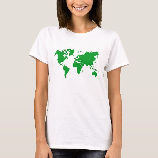 Camiseta Mapa Mundial - Verde de hierba (Anverso)