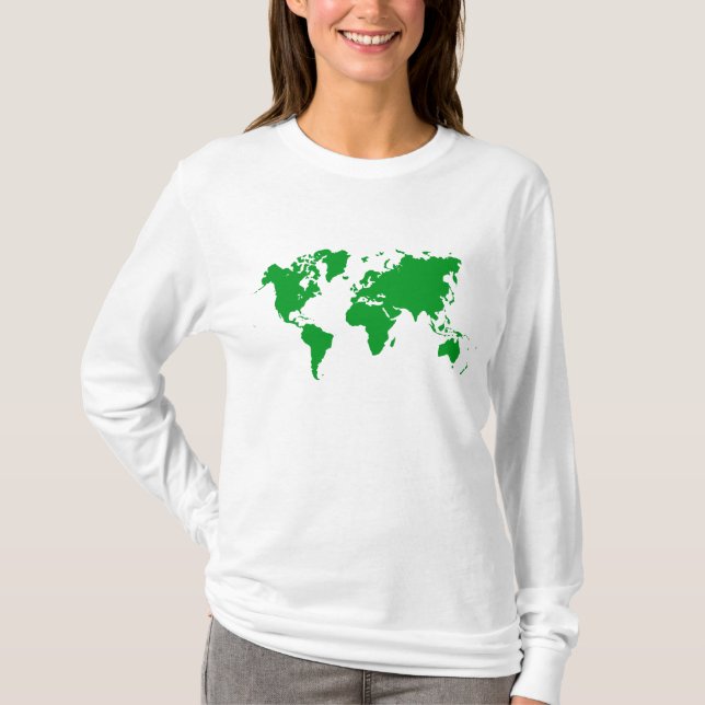 Camiseta Mapa Mundial - Verde de hierba (Anverso)