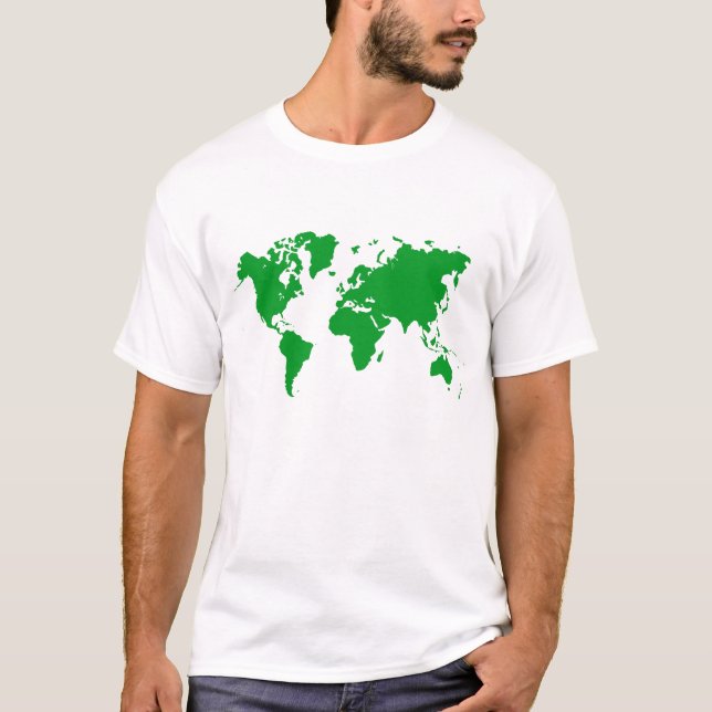 Camiseta Mapa Mundial - Verde de hierba (Anverso)