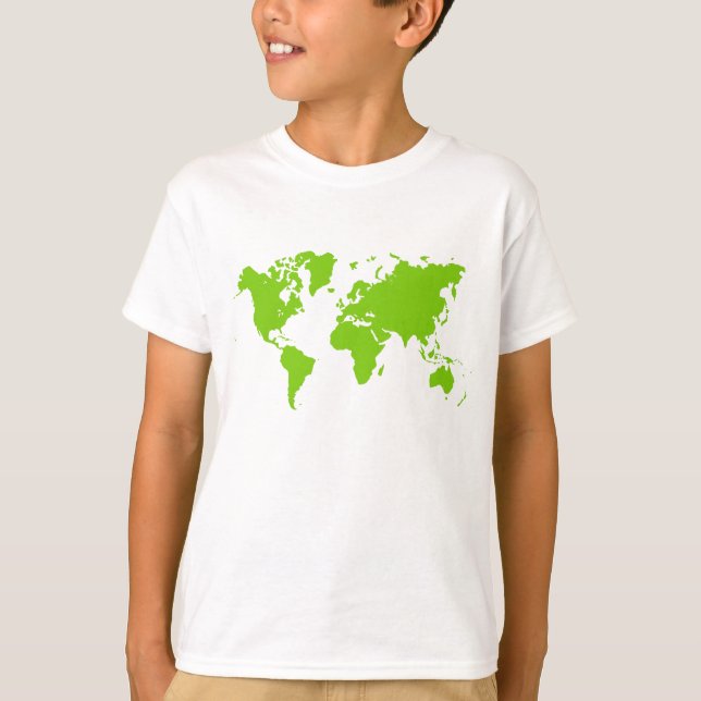 Camiseta Mapa Mundial - Verde marciano (Anverso)