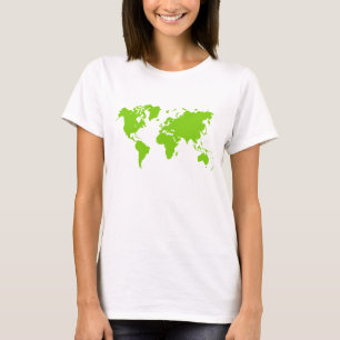Camiseta Mapa Mundial - Verde Marciano