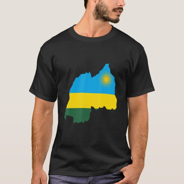 Camiseta Mapa Nacional De Bandera De Ruanda (Anverso)