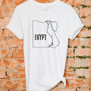 Camiseta Mapa nacional de Egipto Línea fronteriza nacional