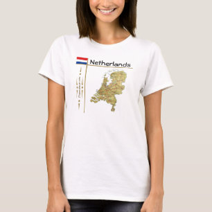 Camiseta Mapa neerlandés + bandera + título T-Shirt