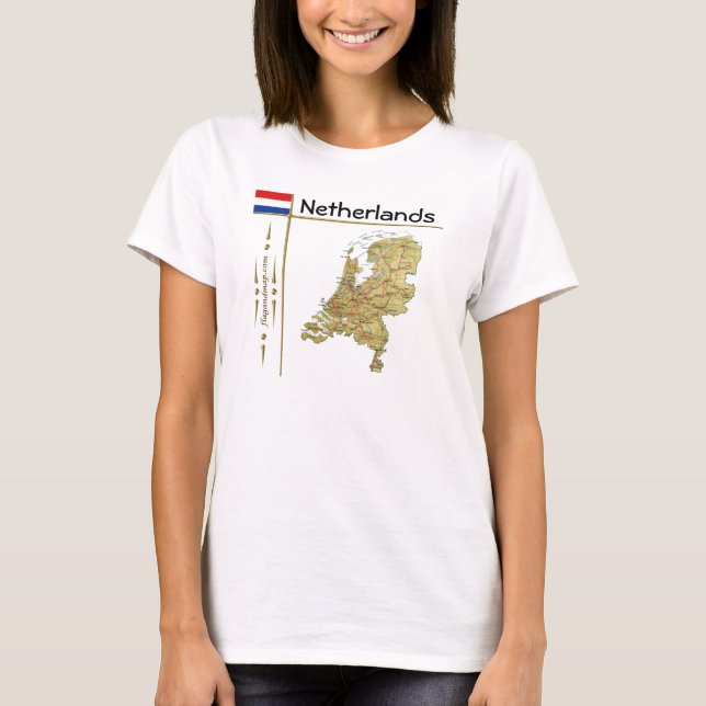 Camiseta Mapa neerlandés + bandera + título T-Shirt (Anverso)