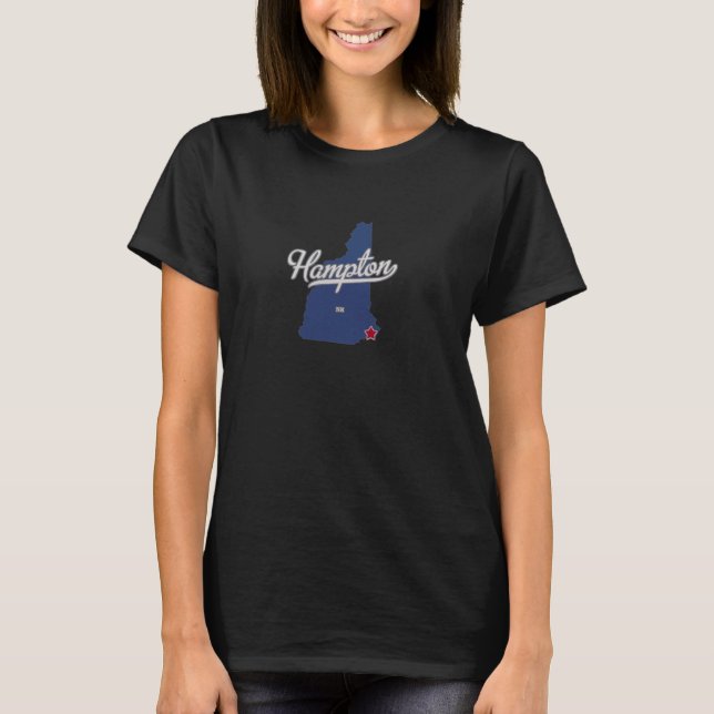 Camiseta Mapa NH de Hampton New Hampshire (Anverso)