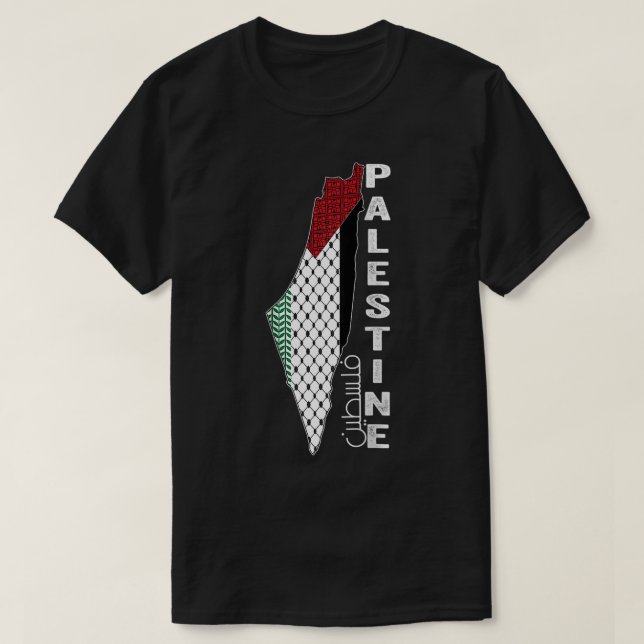 Camiseta Mapa palestino árabe Keffiyeh Free Pal (Diseño del anverso)