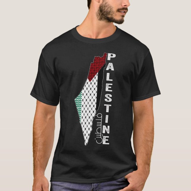 Camiseta Mapa palestino Keffiyeh Patrones de la túnica Pale (Anverso)