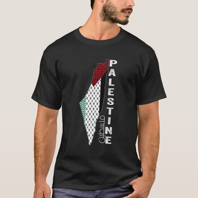 Camiseta Mapa palestino Keffiyeh Patrones de la túnica Pale (Anverso)