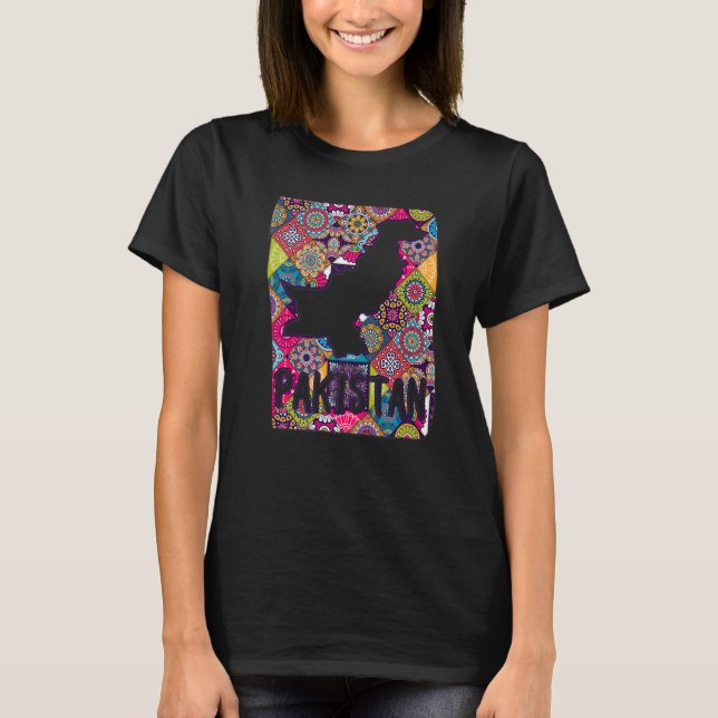 Camiseta Mapa paquistaní sobre el tradicional mandato flora (Anverso)