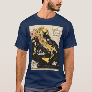 Camiseta Mapa pictórico de Italia Pequeño mapa colorido con