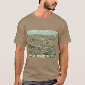 Camiseta Mapa pictórico vintage de Iowa City 1868 Sobredime