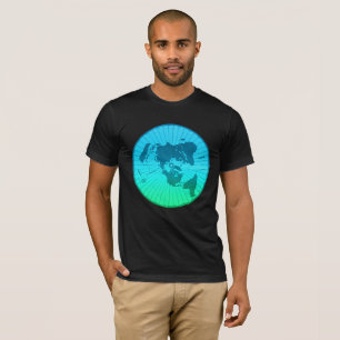 Camiseta Mapa plano de la tierra - proyección equidistante