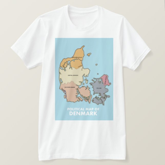 Camiseta Mapa político de Dinamarca (Anverso del diseño)