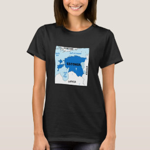 Camiseta Mapa político de Estonia con colores de bandera. V