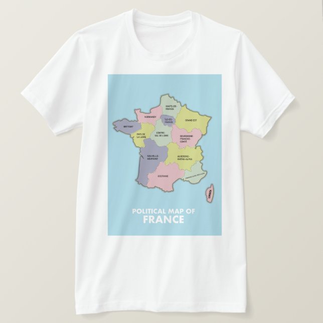 Camiseta Mapa político de Francia (Anverso del diseño)