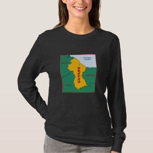 Camiseta Mapa político de Guyana con colores de bandera. Ve