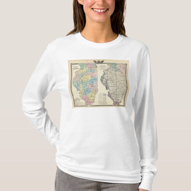 Camiseta Mapa político de Illinois (Anverso)