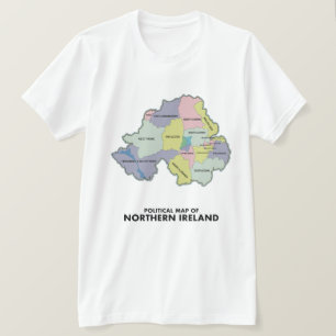 Camiseta Mapa Político De Irlanda Del Norte.