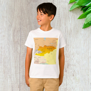 Camiseta Mapa político de Kirguistán y Asia Central
