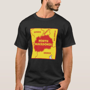 Camiseta Mapa político de Macedonia del Norte con colores d
