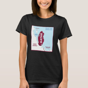 Camiseta Mapa político de Qatar con colores de bandera. Com