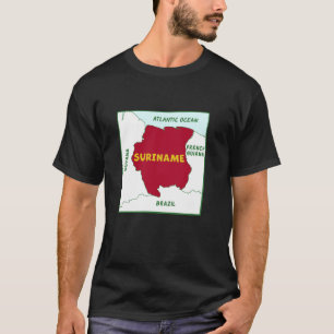 Camiseta Mapa político de Surinam con colores de bandera. V