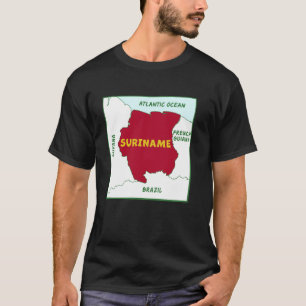 Camiseta Mapa político de Surinam con colores de bandera. V