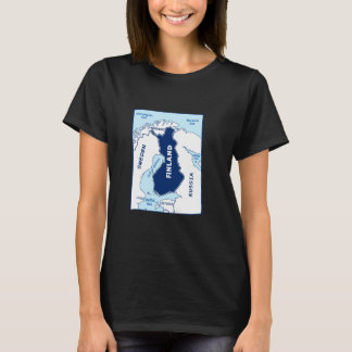 Camiseta Mapa político finlandés con colores de bandera. Ve