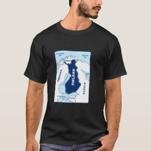 Camiseta Mapa político finlandés con colores de bandera. Ve