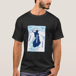 Camiseta Mapa político finlandés con colores de bandera. Ve