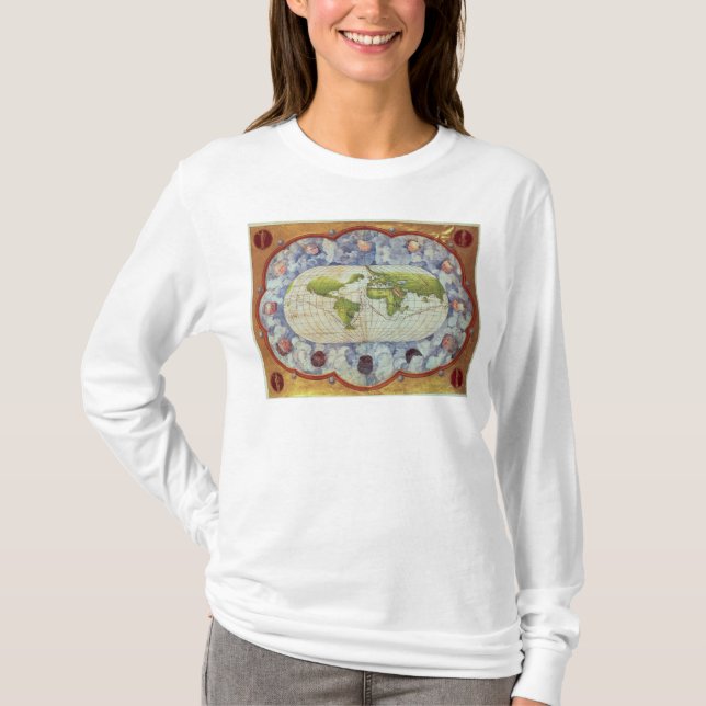 Camiseta Mapa que remonta el viaje del mundo de Magellan (Anverso)