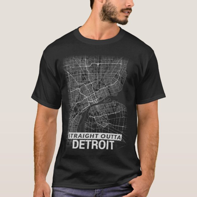 Camiseta Mapa recto de la ciudad de Outta Detroit (Anverso)