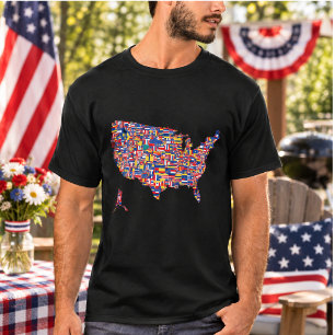 Camiseta Mapa Retro América USA 4 de Julio