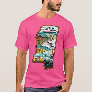 Camiseta Mapa Retro de Mississippi Biloxi Laurel Jackson MS
