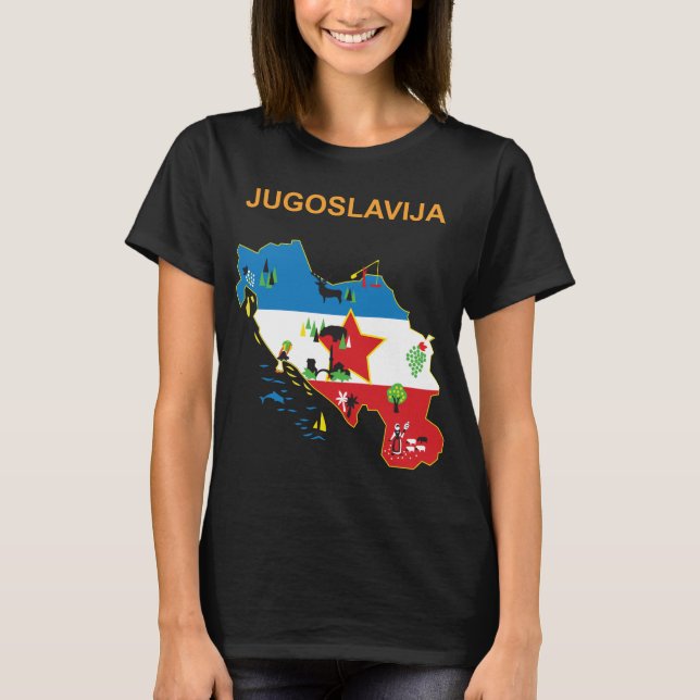 Camiseta Mapa Retro de Yugoslavia Viaje Estrella Roja (Anverso)