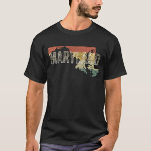 Camiseta Mapa Retro Vintage del Estado de Maryland al Atard