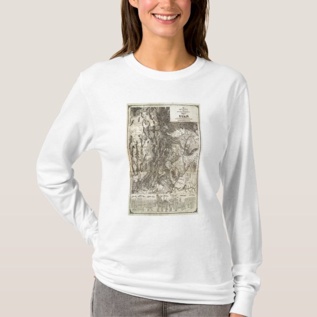 Camiseta Mapa seccional del oeste nuevo y topográfico de (Anverso)