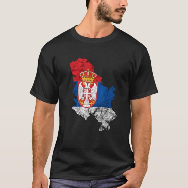 Camiseta Mapa serbio Esquema Srbija Viajar Bandera serbia (Anverso)
