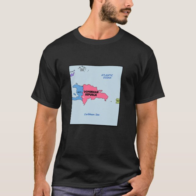 Camiseta Mapa simplificado de República Dominicana, vecino (Anverso)