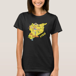 Camiseta Mapa sirio con destino turístico de las principale