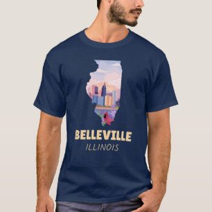 Camiseta Mapa sobredimensionado de Belleville Illinois