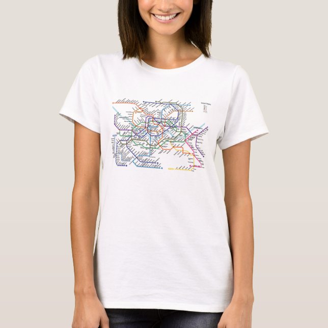 Camiseta Mapa T cabido muñeca del metro de Seul (Anverso)