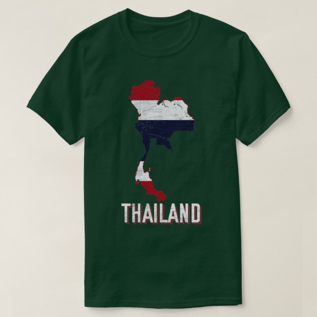 Camiseta Mapa tailandés de bandera tailandesa (Diseño del anverso)