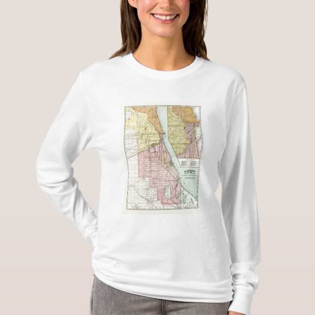 Camiseta Mapa terminal ferroviario de Chicago (Anverso)