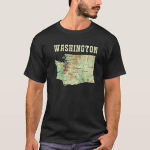 Camiseta Mapa Topográfico De Las Principales Ciudades Del E